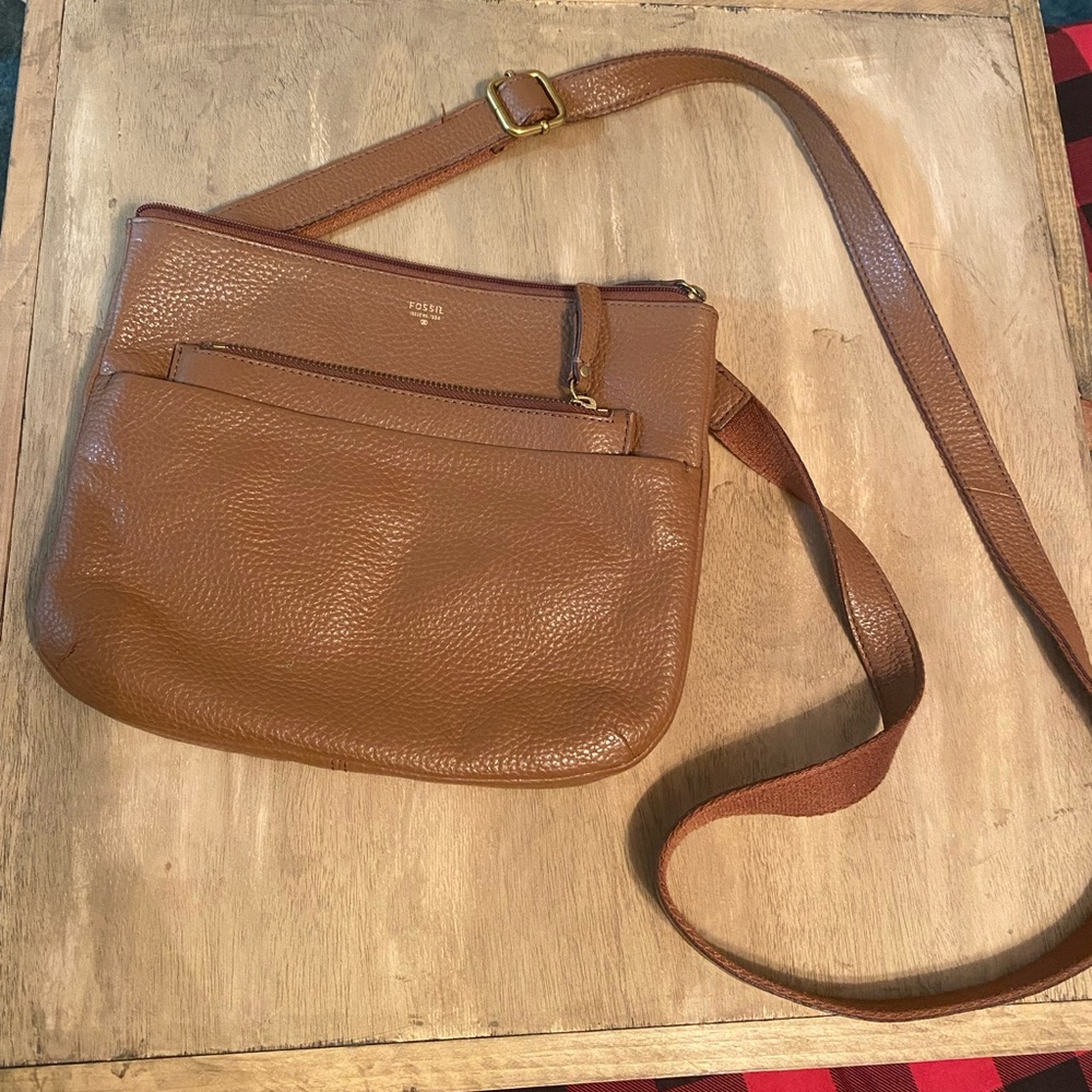 Fossil Brown Leather Crossbody Bag
